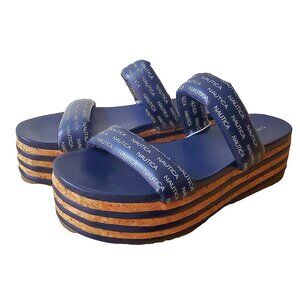 New Women's Navy Nautica Casual Shoes Sandals QW2060 2-2.5" Heels Various Sizes